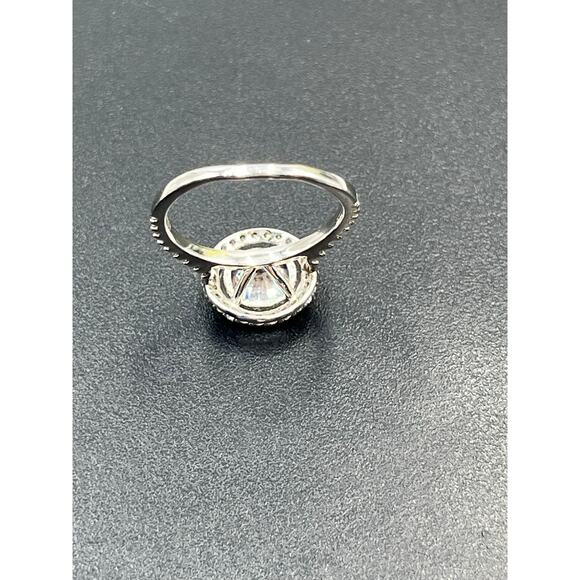 IBB 925 Silver Sparkling Cubic Zirconia Halo Solitaire Accent Ring Sz 7.5 - Picture 7 of 11